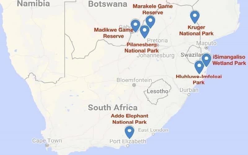 Zuid Afrika-safariparken